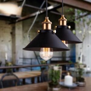 Sierra Peaks 1Pcs Black 8 3/4" Wide Vintage Adjustable Industrial Pendant Light