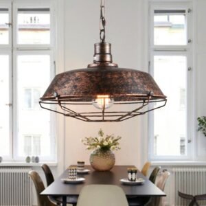 Sierra Peaks 1x Industrial Vintage Metal Cage Hanging Ceiling Pendant Light