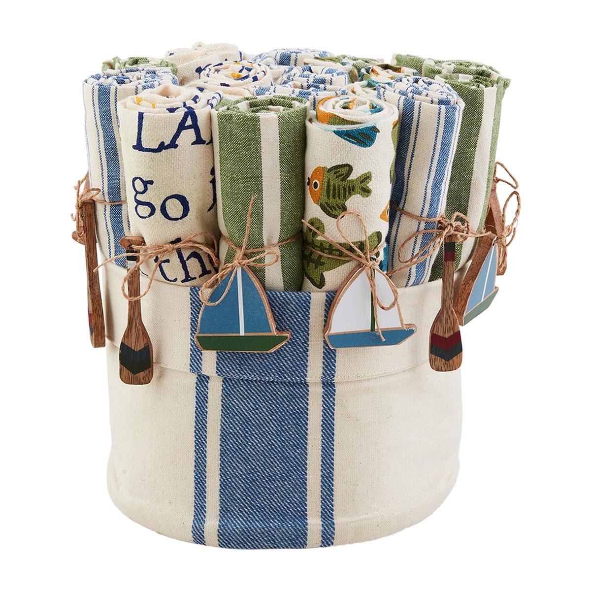 42170091.jpg Lake Print Towels w/ Wooden Charms