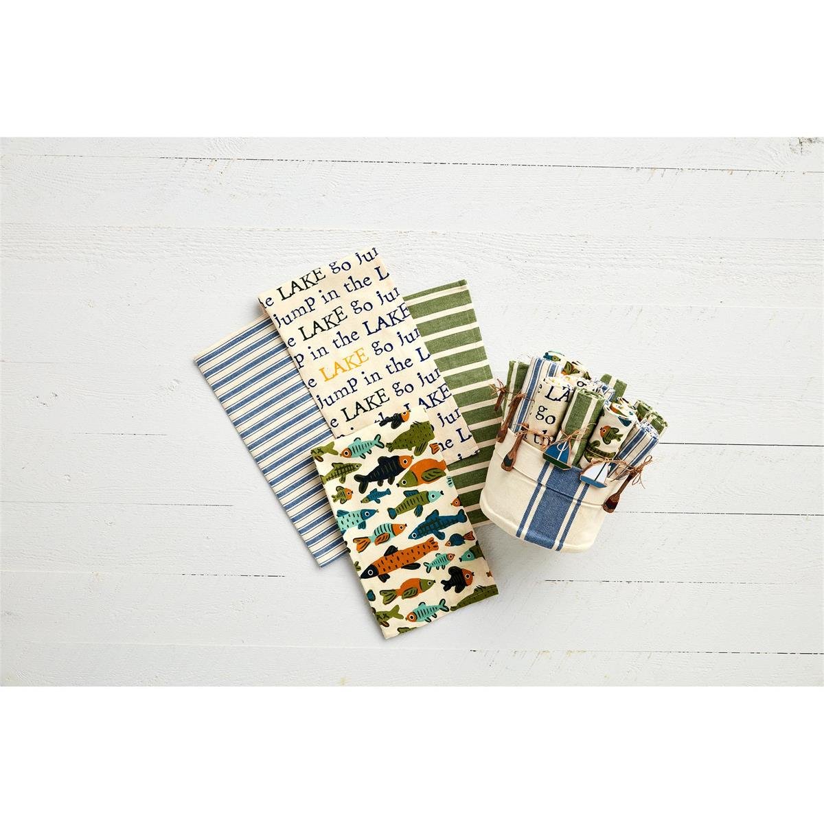 42170091_4.jpg Lake Print Towels w/ Wooden Charms - Image 2