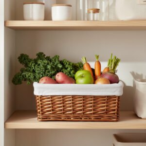 Cascade Heights Lined Willow Pantry Basket