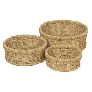 Cascade Heights Round Seagrass Baskets - Set Of 3