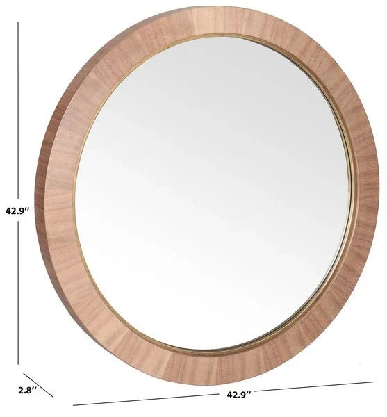 CMI4001B-DIM.jpg Paulson Walnut Finish Round Wood Mirror - Image 4