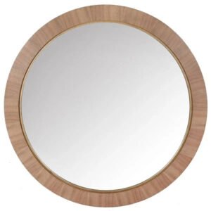 Paulson Walnut Finish Round Wood Mirror