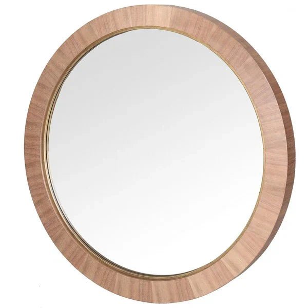 CMI4001B-SIDE.jpg Paulson Walnut Finish Round Wood Mirror - Image 3