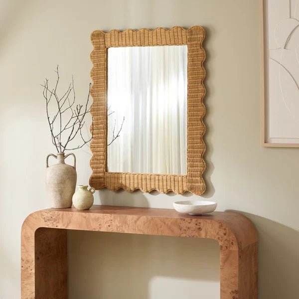CWK3022A-ROOM.jpg Glendetta 40" Rattan Rectangle Mirror in Natural - Image 2