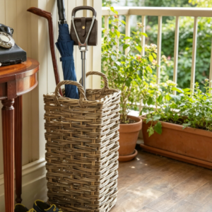 buff rattan umbrella stand large