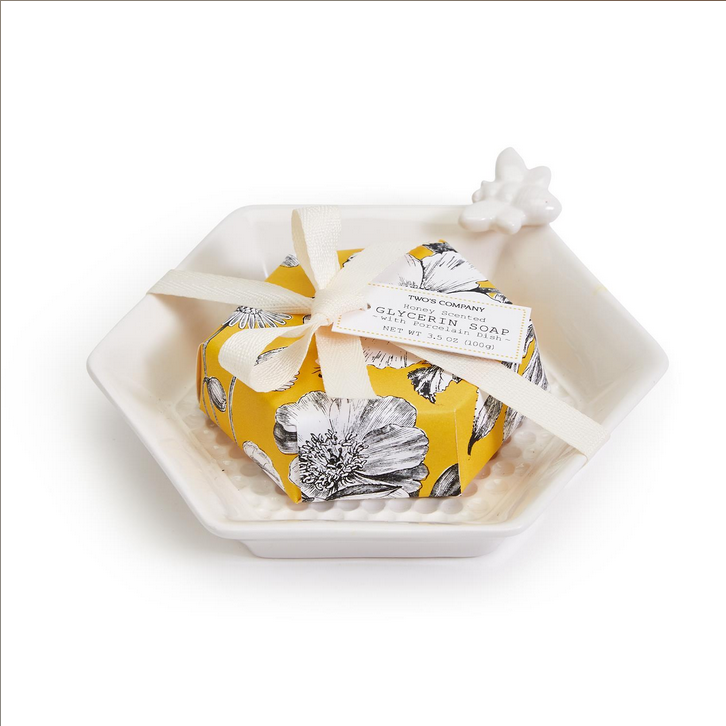 Screenshot2022-09-19at16-42-23ShopTwo_sCompany.png Two's Company Bee Clean Honey Soap with Honeycomb Dish