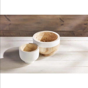 White Two-Toned Paulownia Wood Bowls