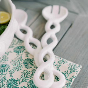 Twisted White or Natural Wood Server Set