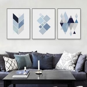 Sierra Peaks Abstract Blue Geometric Shape Art Vintage Print Poster Minimalist Hipster Wall Art Picture Nordic Home Decor Painting No Frame