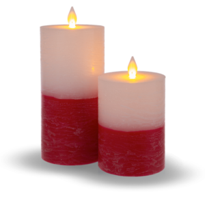 Luxury Lite Red and White/Green and White LED Wax Pillar Candle
