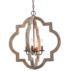 Sierra Peaks AVENILA Vintage Solid Wooden 4 Light Pendant Chandelier