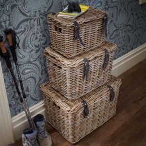 Cascade Heights Set Of 3 Fisherman's Wicker Baskets