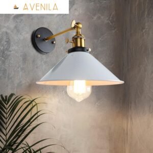 Black and White Vintage Wall Sconce Lamp Indoor Lighting Knob Switch