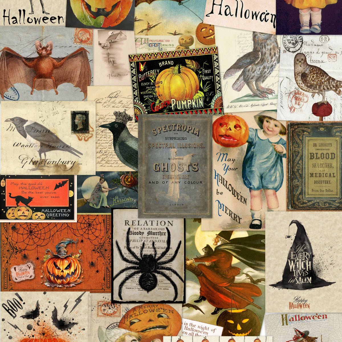 c2e2db52c068ad22a7ce0a342ecb82d898b885ff889b019f451f801a3ff1abf4.jpg Vintage Halloween 11x17 Art Print on French Parchment
