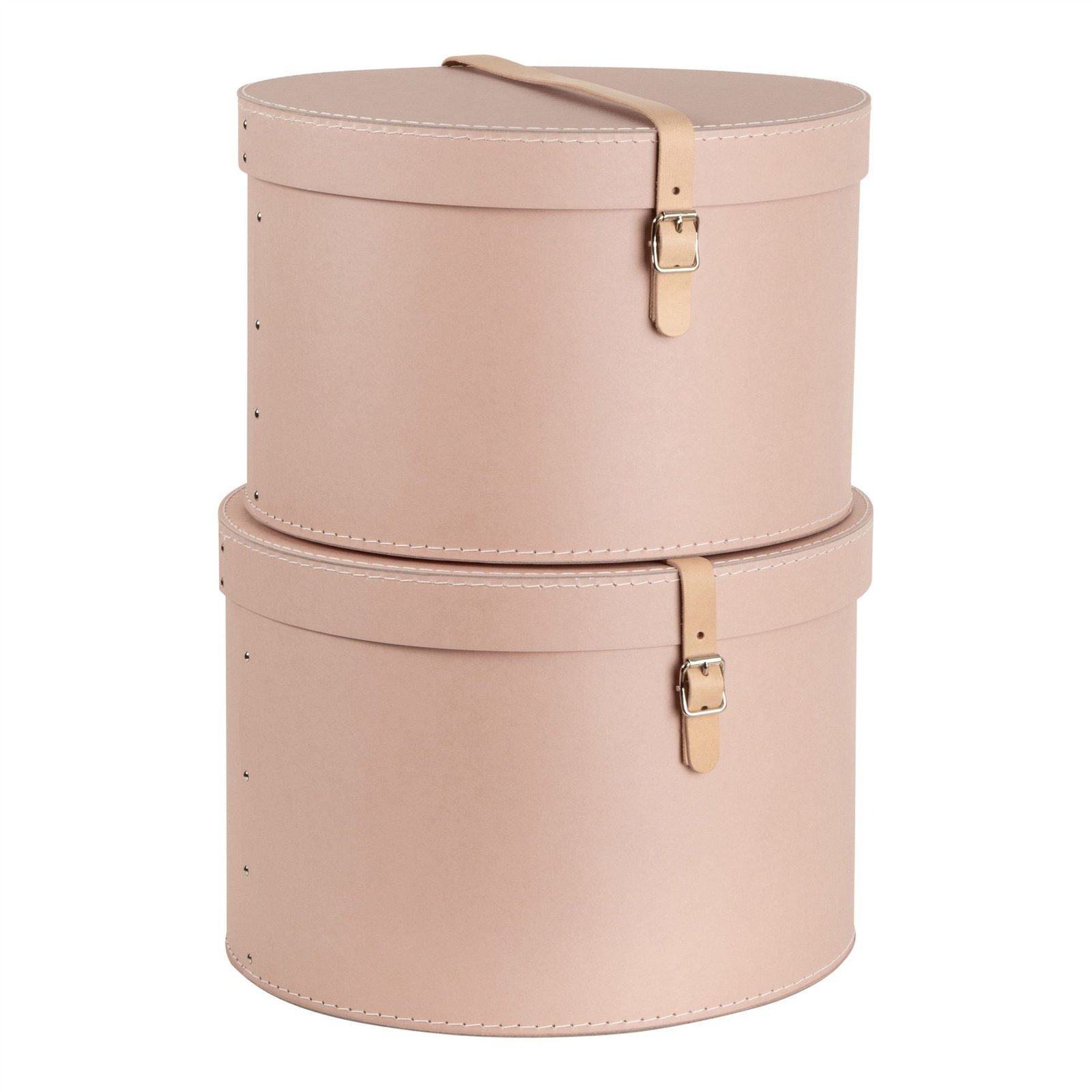 d0fc2a41-cb2a-4f88-b312-76225cd3e913.jpg Set Of 2 Hat Boxes With Leather Strap - Rut - Image 4