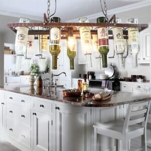 DIY Vintage Retro Hanging Wine Bottle Ceiling Chandelier