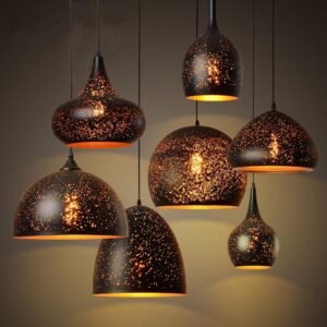 Iron Vintage Warm Loft Porous Restaurant or Home Pendant Light