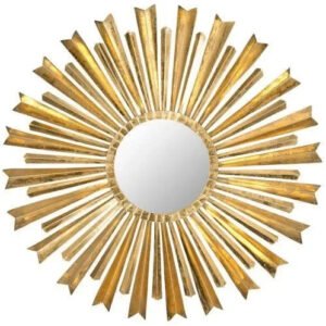 Golden Arrows Sunburst Iron Mirror in Antique Gold