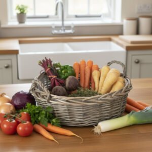 Cascade Heights Round Willow Display Tray With Plastic Lining