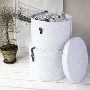 Cascade Heights Set Of 2 Hat Boxes Marble Effect