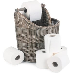 Willow Toilet Roll & Magazine Holder | Rustic Bathroom Storage Basket