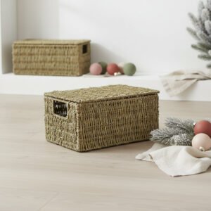 Cascade Heights Lidded Seagrass Hamper Small