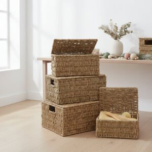 Cascade Heights Lidded Seagrass Hamper Set Of 4