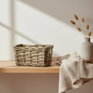 Cascade Heights Rectangular Grey Rattan Pantry Basket Small