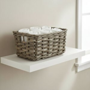 Cascade Heights Rectangular Grey Rattan Pantry Basket Medium