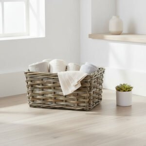 Cascade Heights Rectangular Grey Rattan Pantry Basket Large
