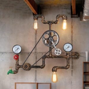 Vintage Steampunk Industrial Fake Water Pipe Wall Light