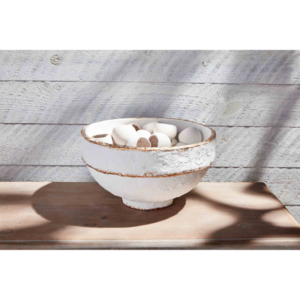 gold Stripe Paper Mache Decor Bowl